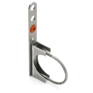 HEDMAN HEDDERS BOLT-ON STYLE, UNIVERSAL EXHAUST HANGER BRACKET FOR 2-1/2 IN. EXHAUST SYSTEMS; LASER-CUT, MILD STEEL CONSTRUCTION; INCLUDES ADJUSTABLE HEIGHT PIPE-CLAMP AND HIGH TEMPERATURE RUBBER GROMMET.