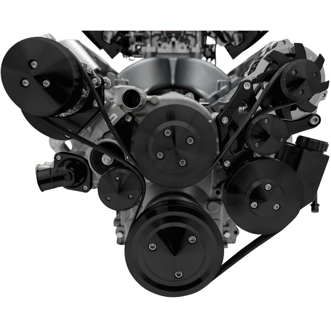 Chevy LS All Inclusive Black Pro Track Serpentine System (AC/PS/ALT)