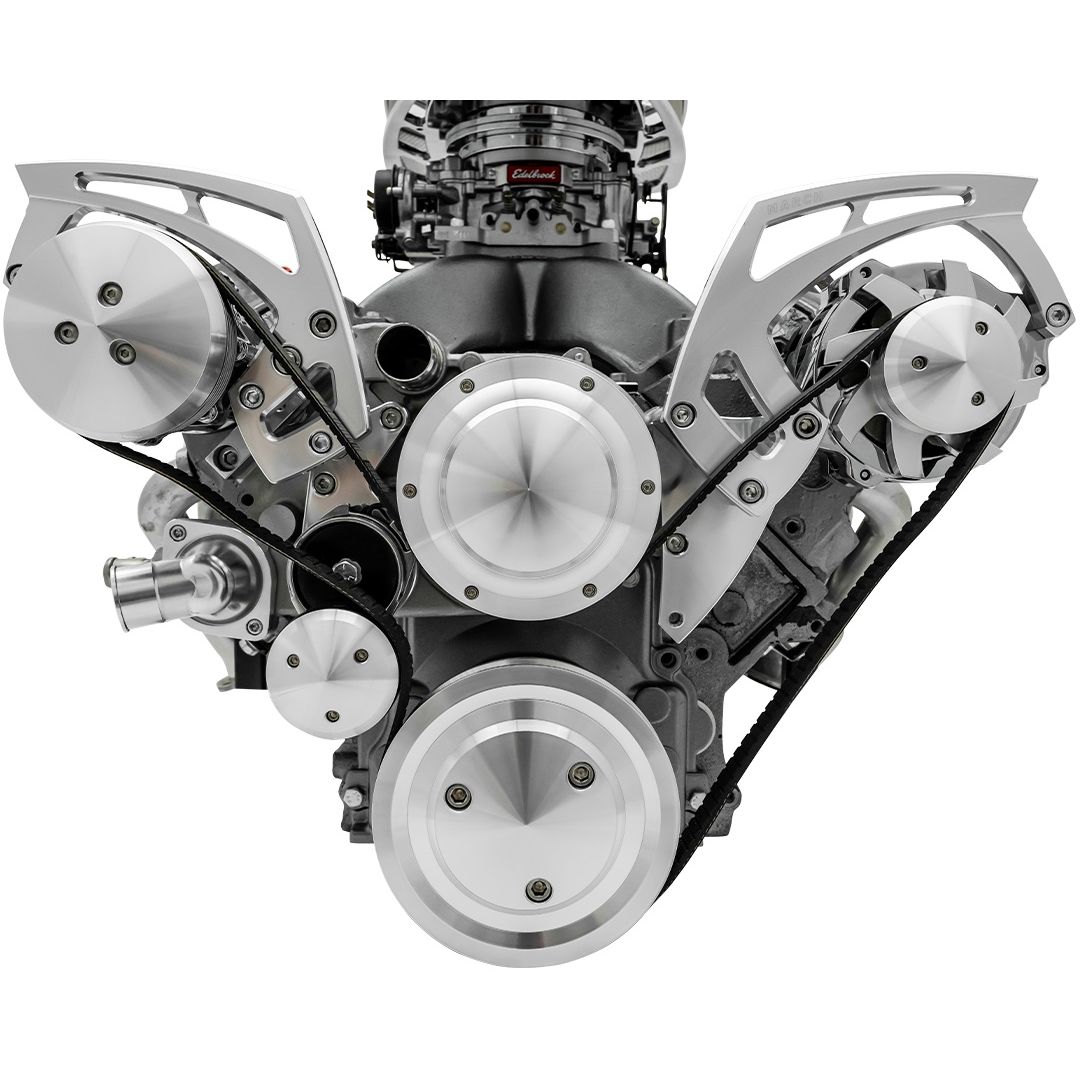 Chevy LS Chrome Powder Coat Style Track Serpentine Kit (AC/PS/ALT)