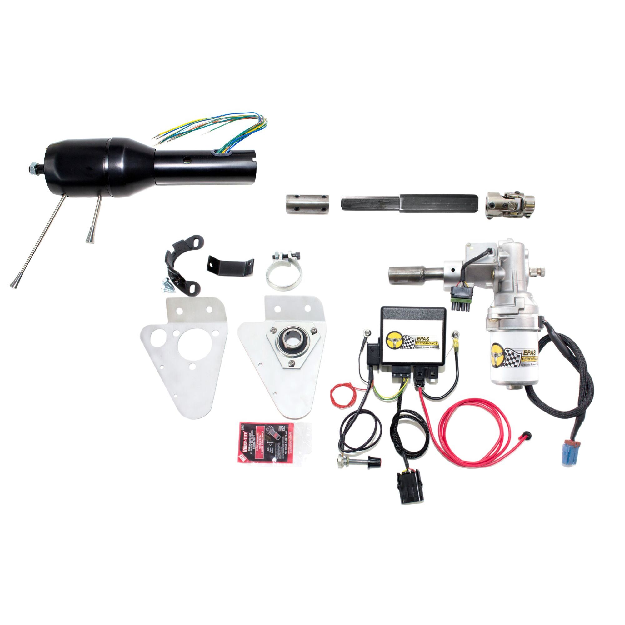 1957 Bel Air Auto EPAS Kit + FLOOR SHIFT ONLY IDIDIT Black Powder Coated Column