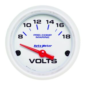 2-1/16 in. VOLTMETER, 8-18V, MARINE WHITE