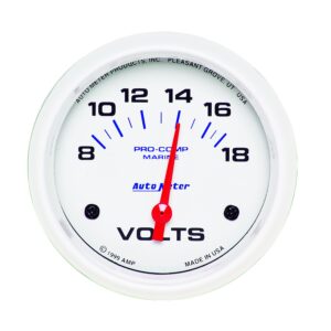 2-5/8 in. VOLTMETER, 8-18V, MARINE WHITE