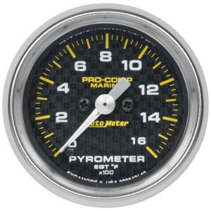 2-1/16 in. PYROMETER, 0-1,600 Fahrenheit, MARINE CARBON FIBER