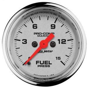 2-1/16 in. FUEL PRESSURE, 0-15 PSI, MARINE CHROME ULTRA-LITE