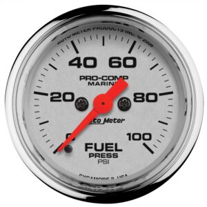 2-1/16 in. FUEL PRESSURE, 0-100 PSI, MARINE CHROME ULTRA-LITE