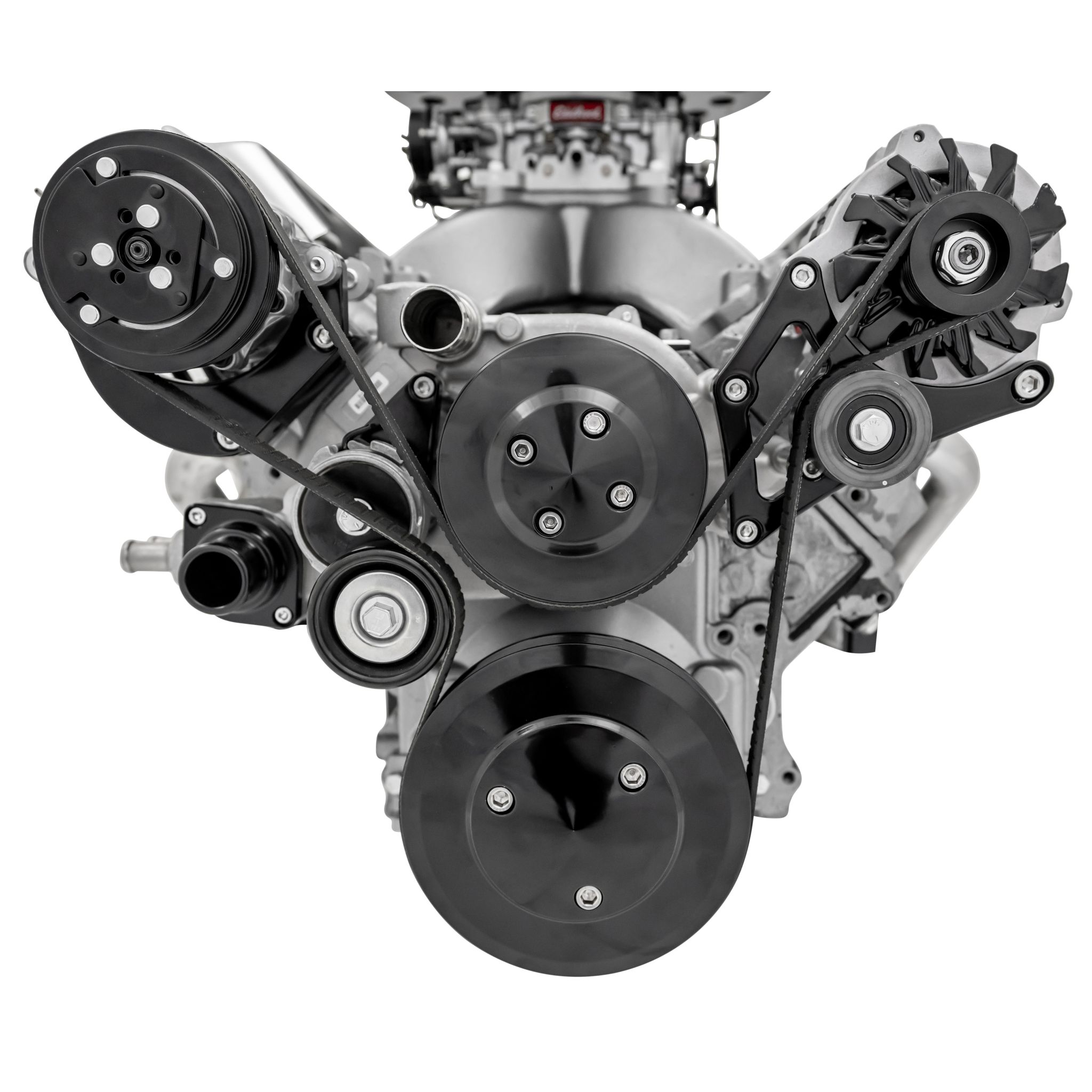 Chevy LS Pro Track Serpentine System - AC & ALT - Black
