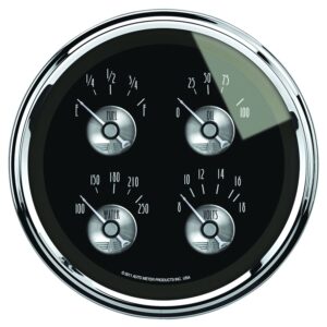 5 in. QUAD GAUGE, 100 PSI/100-250 Fahrenheit/8-18V/240-33 O, PRESTIGE BLACK DIAMOND