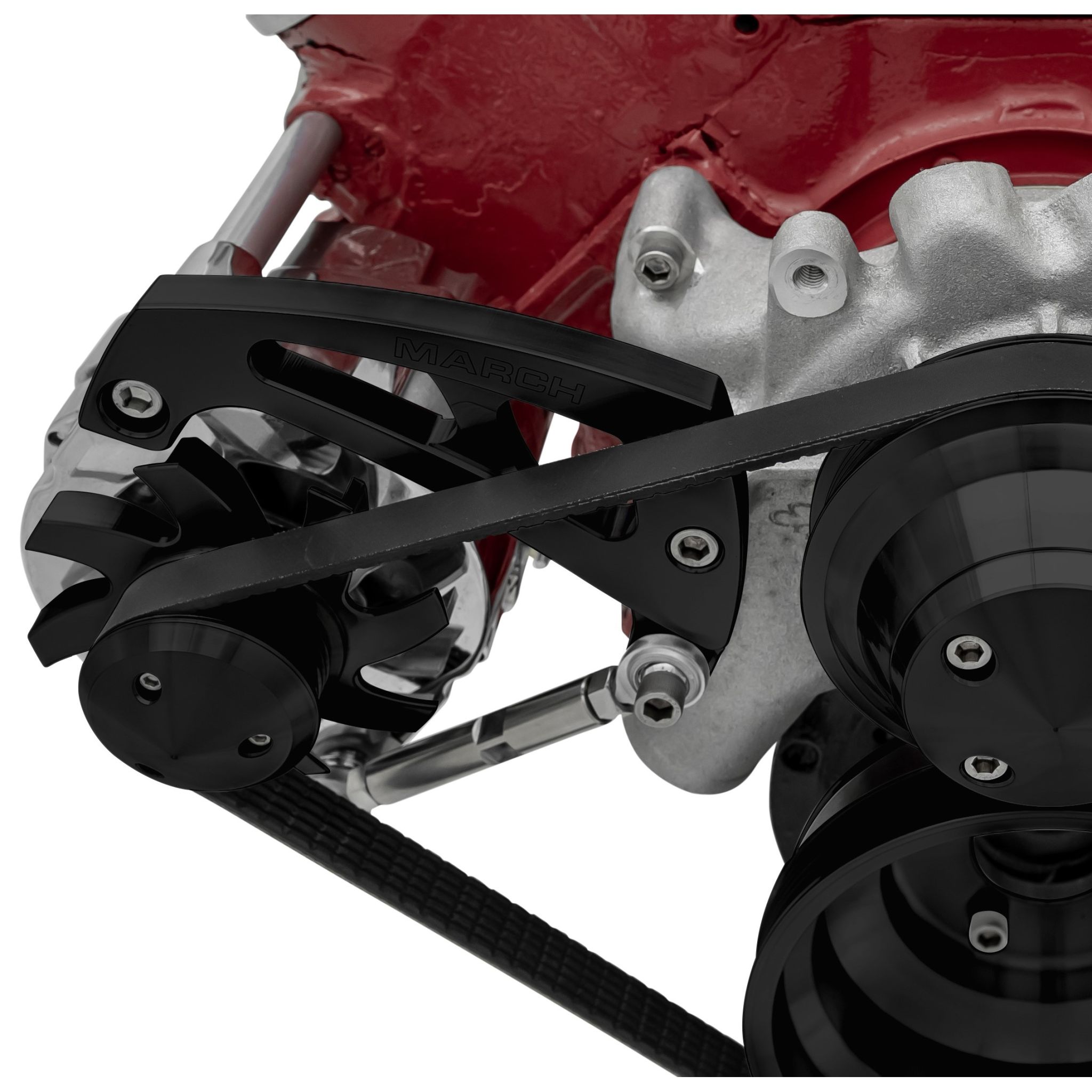 Big Block Chevy Ultra Alternator Bracket - Mid-Mount - LWP - Black