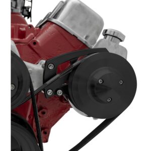 Big Block Chevy Ultra Power Steering Bracket - LWP, Mid-Mount - Black