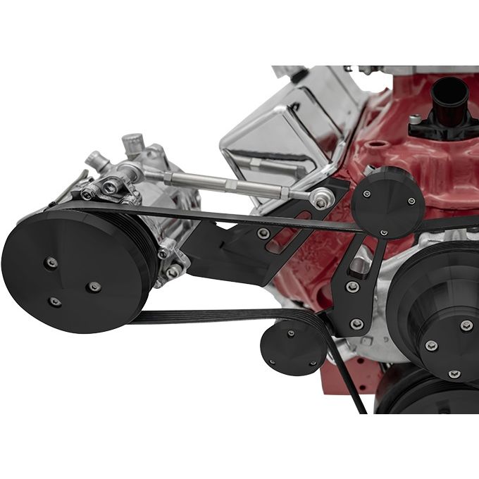 Small Block Chevy Outward AC Bracket - SWP - Passenger - Black