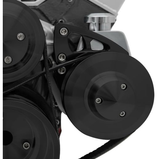 Small Block Chevy Ultra Power Steering Bracket - LWP, Saginaw - Metric - Black