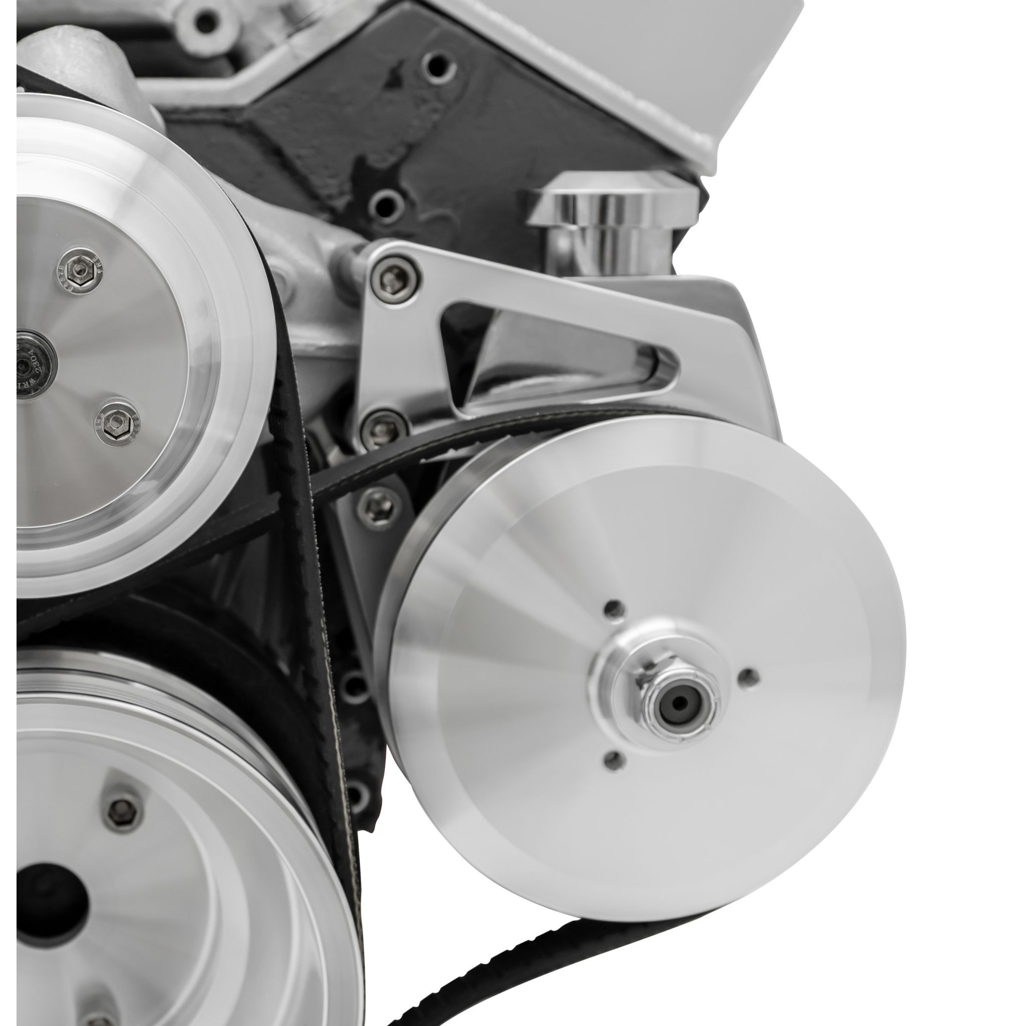 Small Block Chevy Deluxe Power Steering Bracket - LWP, Saginaw - Silver