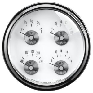5 in. QUAD GAUGE, 100 PSI/100-250 Fahrenheit/8-18V/0-90 O, PRESTIGE PEARL