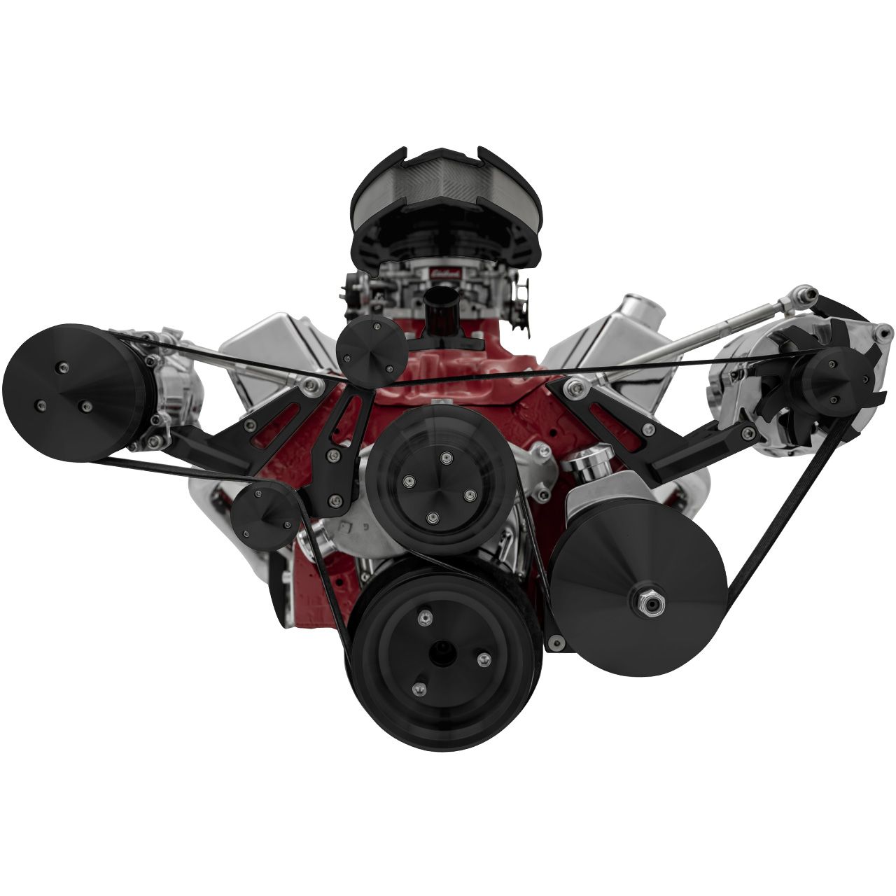 Big Block Chevy Serpentine Conversion - Iron Water Pump - Saginaw-Press - Black