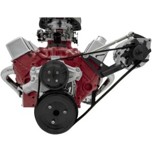 Small Block Chevy High Flow Serpentine Conversion - Outward - ALT Only- Black