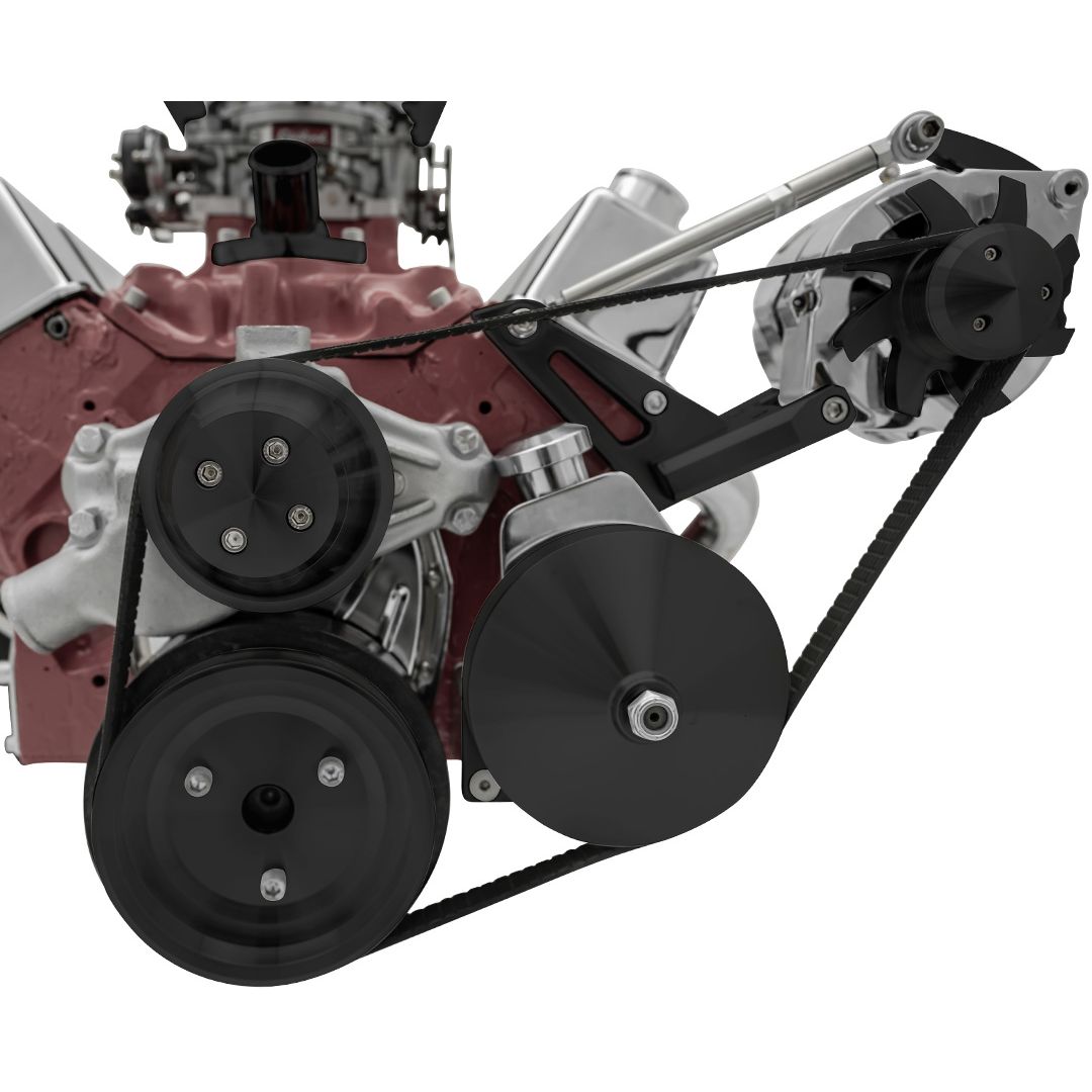 Big Block Chevy Serpentine High Flow Conversion; Outward; Saginaw-Press; Black