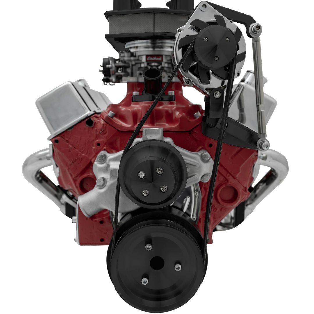 Big Block Chevy Serpentine Conversion - Inward - SWP - AC & ALT - Black