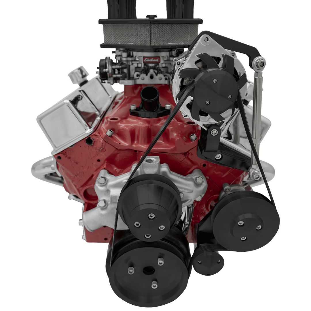 Big Block Chevy Serpentine Conversion - Inward - SWP - AC & PS - GMT2 - Black
