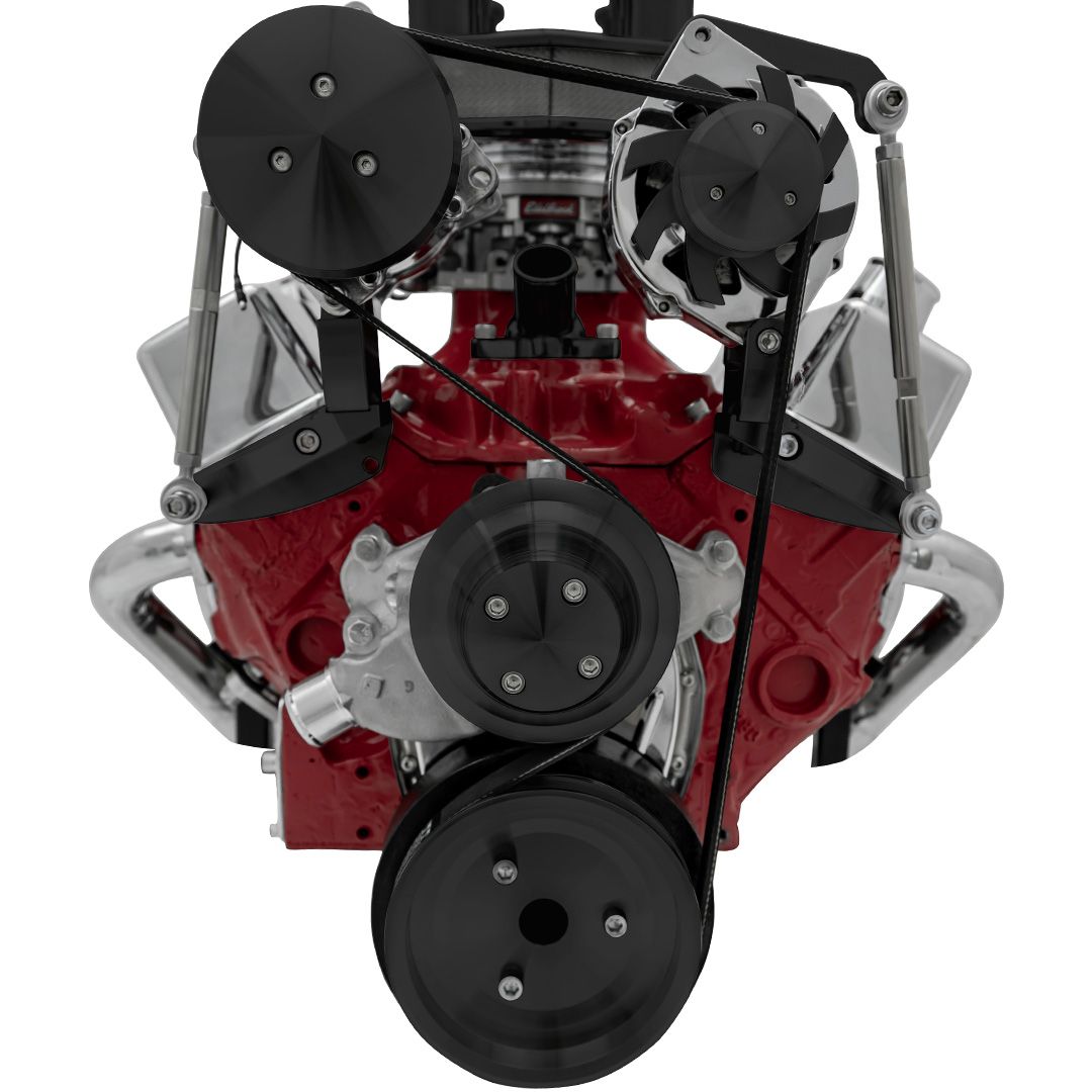 Big Block Chevy Serpentine Conversion Ultra - Inward - SWP - AC & ALT - Black