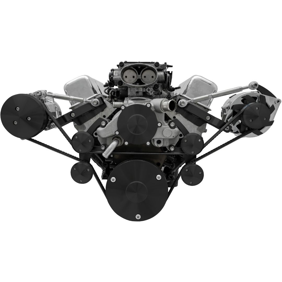 Chevy LT1 Gen II Serpentine Conversion - Outward - AC & ALT - Corvette - Black