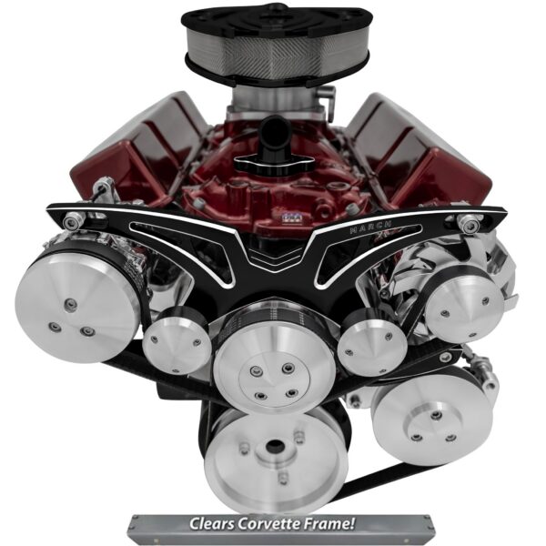Big Block Chevy Style Track Serpentine System - Corvette - AC & PS - Black Onyx