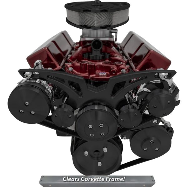 Big Block Chevy Style Track Serpentine System - Corvette - AC & PS - Black