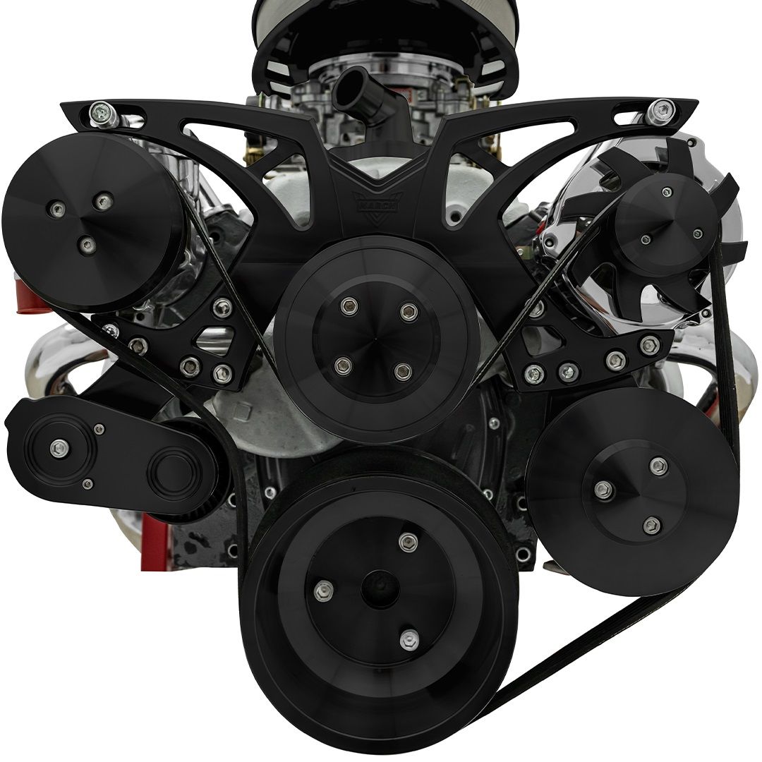 Small Block Chevy Black Style Track Serpentine Kit (AC/PS/ALT)