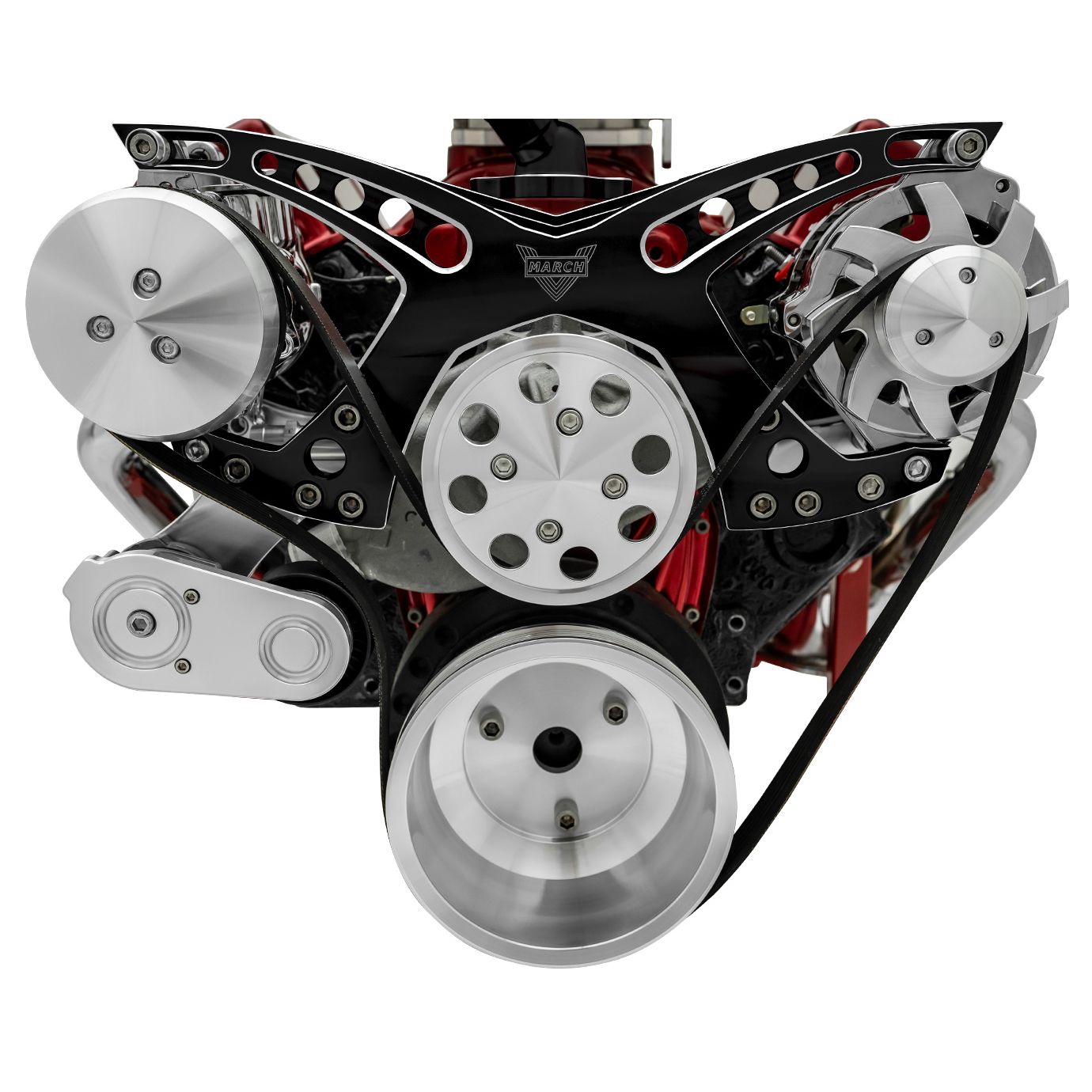 Big Block Chevy Revolver Serpentine System - AC & ALT; Black Onyx