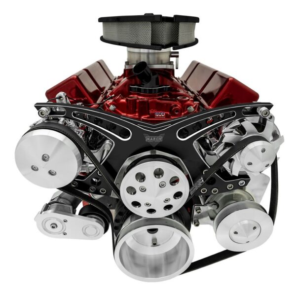 Big Block Chevy Revolver Serpentine System - AC & PS - Saginaw-Key - Black Onyx