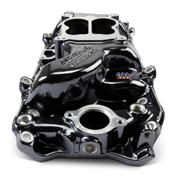 Performer 2-O Manifold for 1965-90 B/B Chevy Oval Port Heads, Black Plasma
