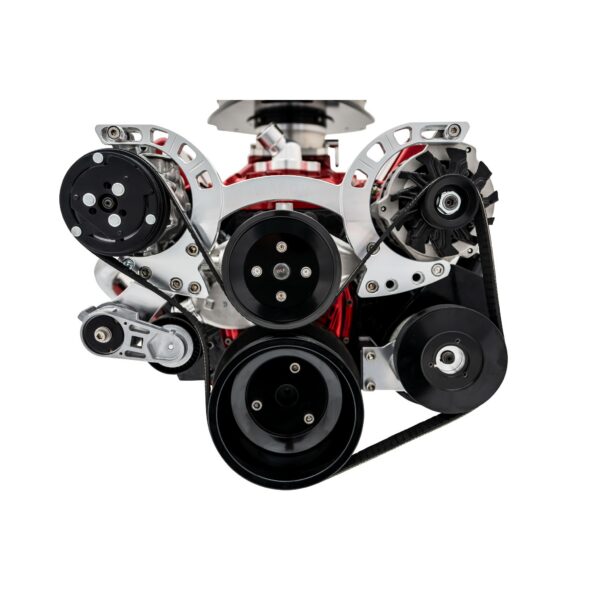 Big Block Chevy Sport Track Serpentine System - AC & PS - Saginaw-Key - Silver