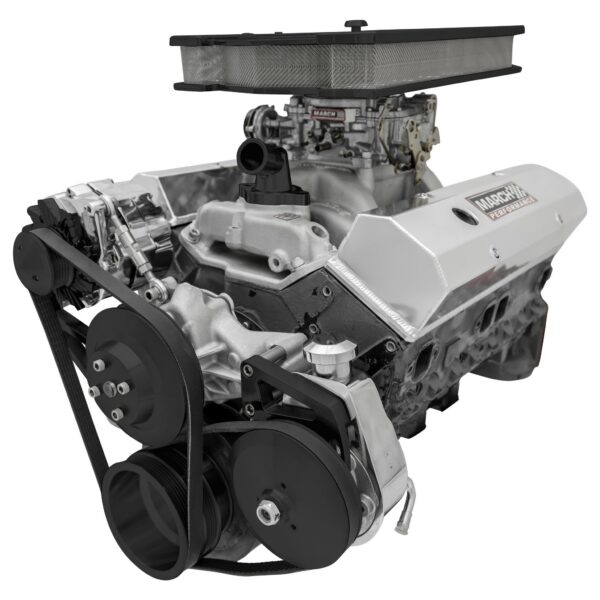 Small Block Chevy Serpentine Conversion; LWP - PS & ALT - Saginaw-Press - Black