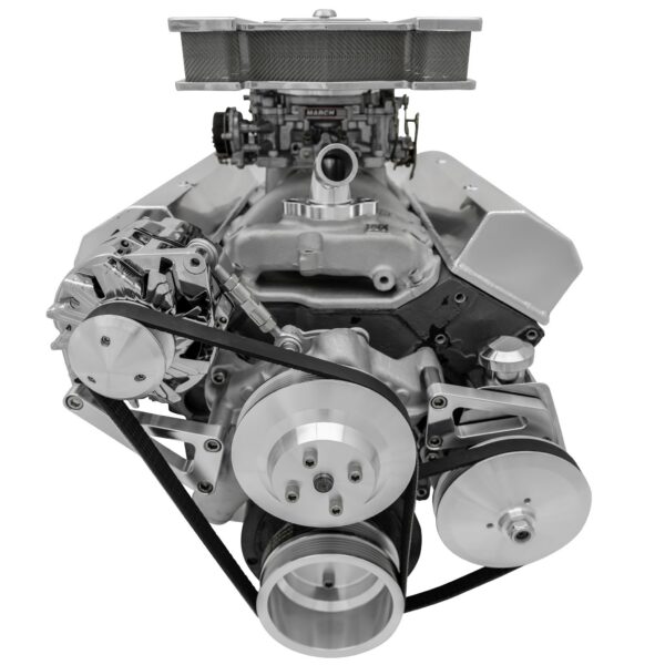 Small Block Chevy Serpentine Conversion; LWP - PS & ALT - Saginaw-Press - Silver