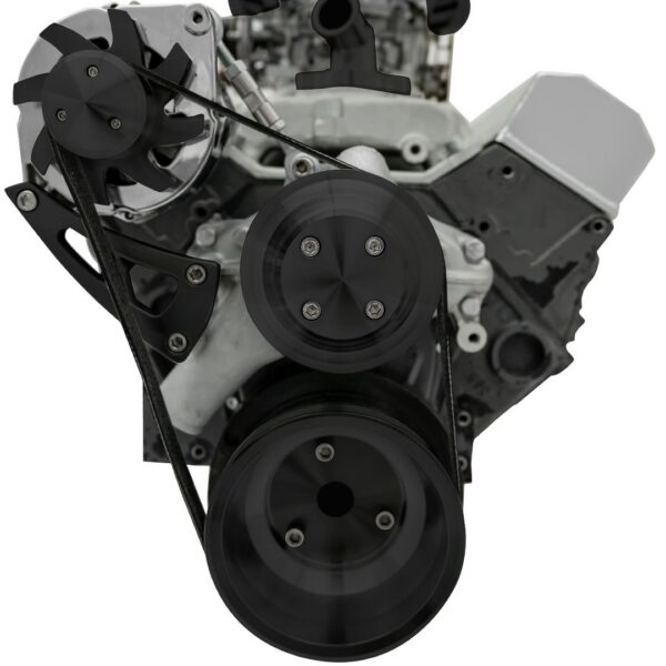 Small Block Chevy High Flow Serpentine Conversion Deluxe - ALT Only - Black