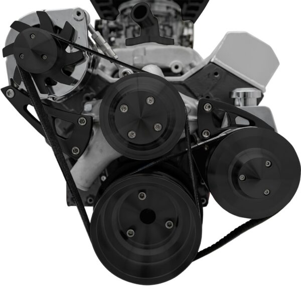 Small Block Chevy Serpentine Conversion Ultra LWP PS & ALT Saginaw-Key - Black