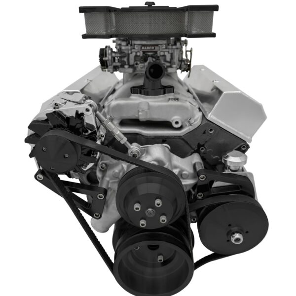 Small Block Chevy High Flow Serpentine Conversion; PS & ALT; Saginaw-Key; Black