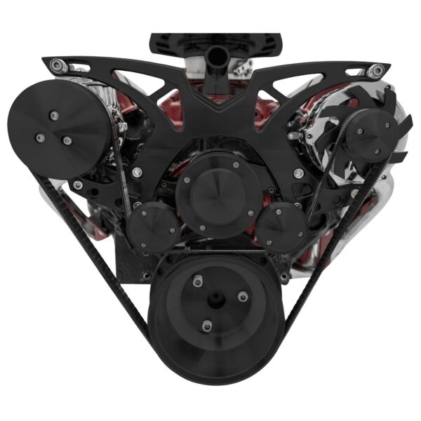Big Block Chevy Style Track Serpentine System - EWP - PS & ALT - Black