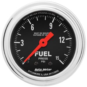2-1/16 in. FUEL PRESSURE, 0-15 PSI, TRADITIONAL CHROME