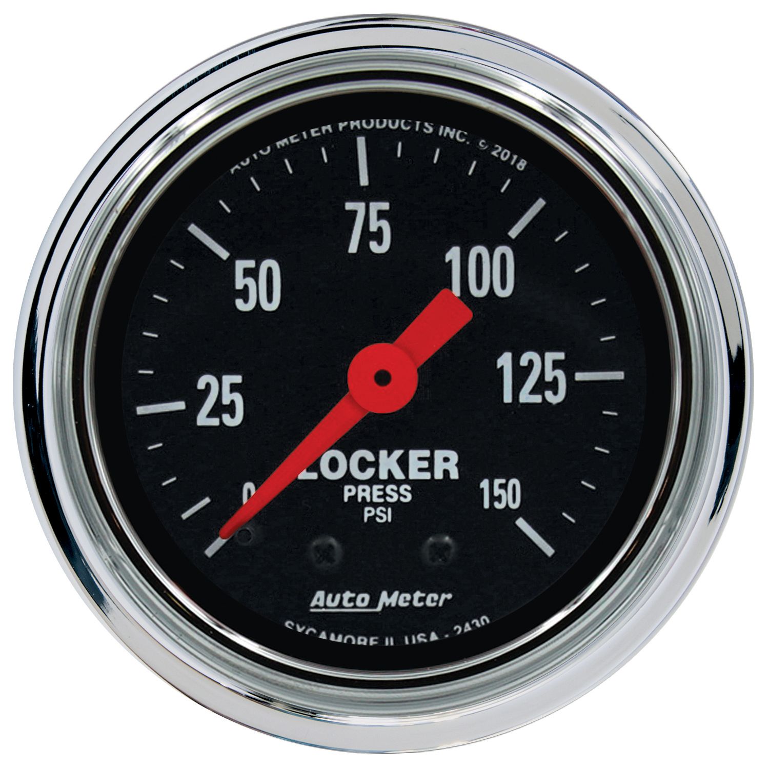 2-1/16 in. AIR LOCKER PRESSURE, 0-150 PSI, TRADITIONAL CHROME