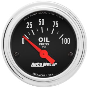 2-1/16 in. OIL PRESSURE, 0-100 PSI, TRADITIONAL CHROME