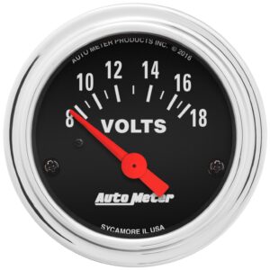 2-1/16 in. VOLTMETER, 8-18V, TRADITIONAL CHROME