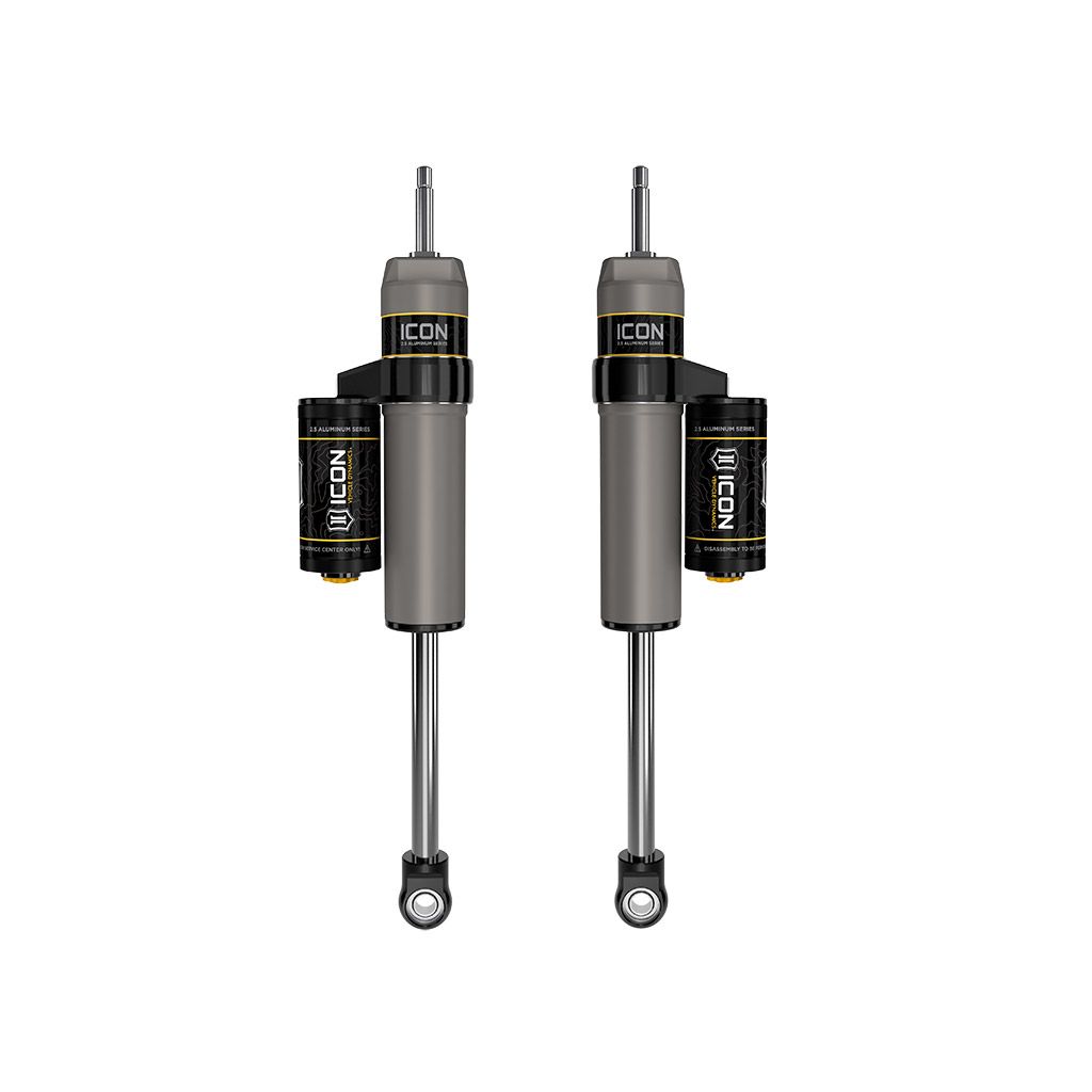 ICON 2005-2025 Ford Super Duty 4WD, 0-2.5” Lift, Front. V.S. 2.5 Aluminum Series Shock Absorbers, Piggyback Reservoir, Pair