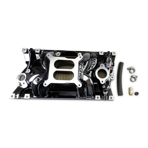 Edelbrock Perf EPS Manifold for Small-Block Chevy Vortec, Black Plasma Finish