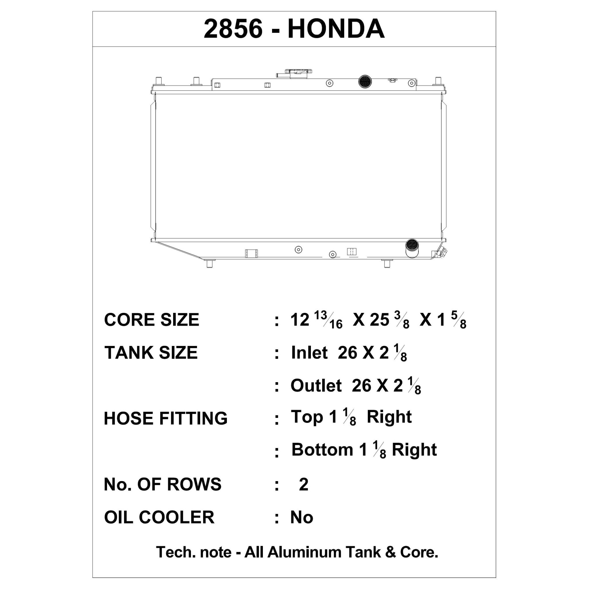 CSF 2856 - 88-91 Honda CRX Radiator (Discontinued)