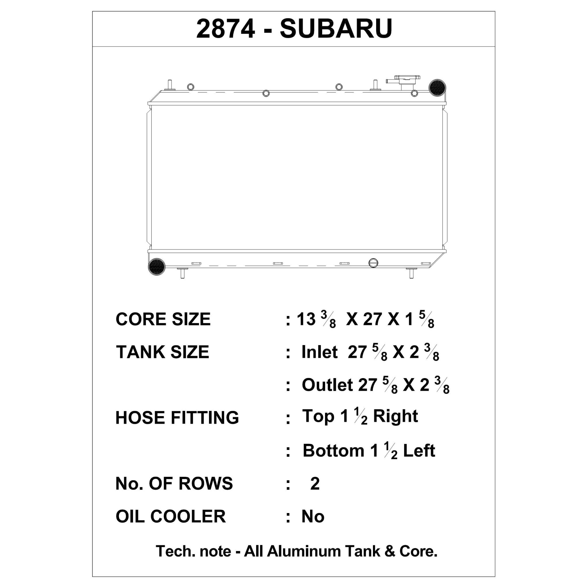 93-98 Subaru Impreza (Incl. Outback Sport) All-Aluminum Radiator (Discontinued)
