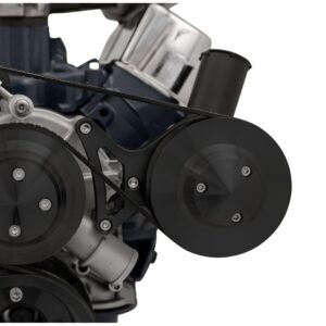 Small Block Ford Power Steering Bracket - Plastic Reservoir Pump - Black