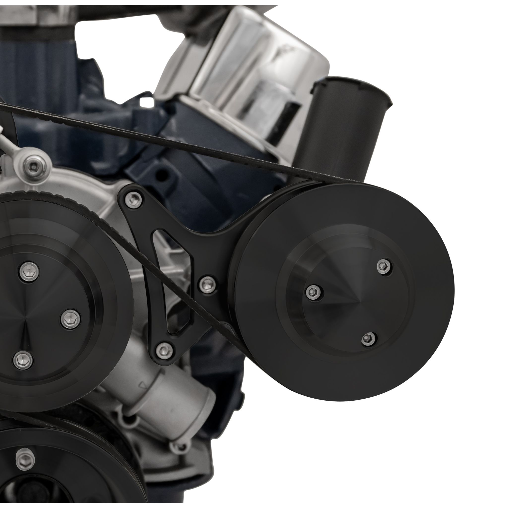 Small Block Ford Power Steering Bracket - Plastic Reservoir Pump - Black