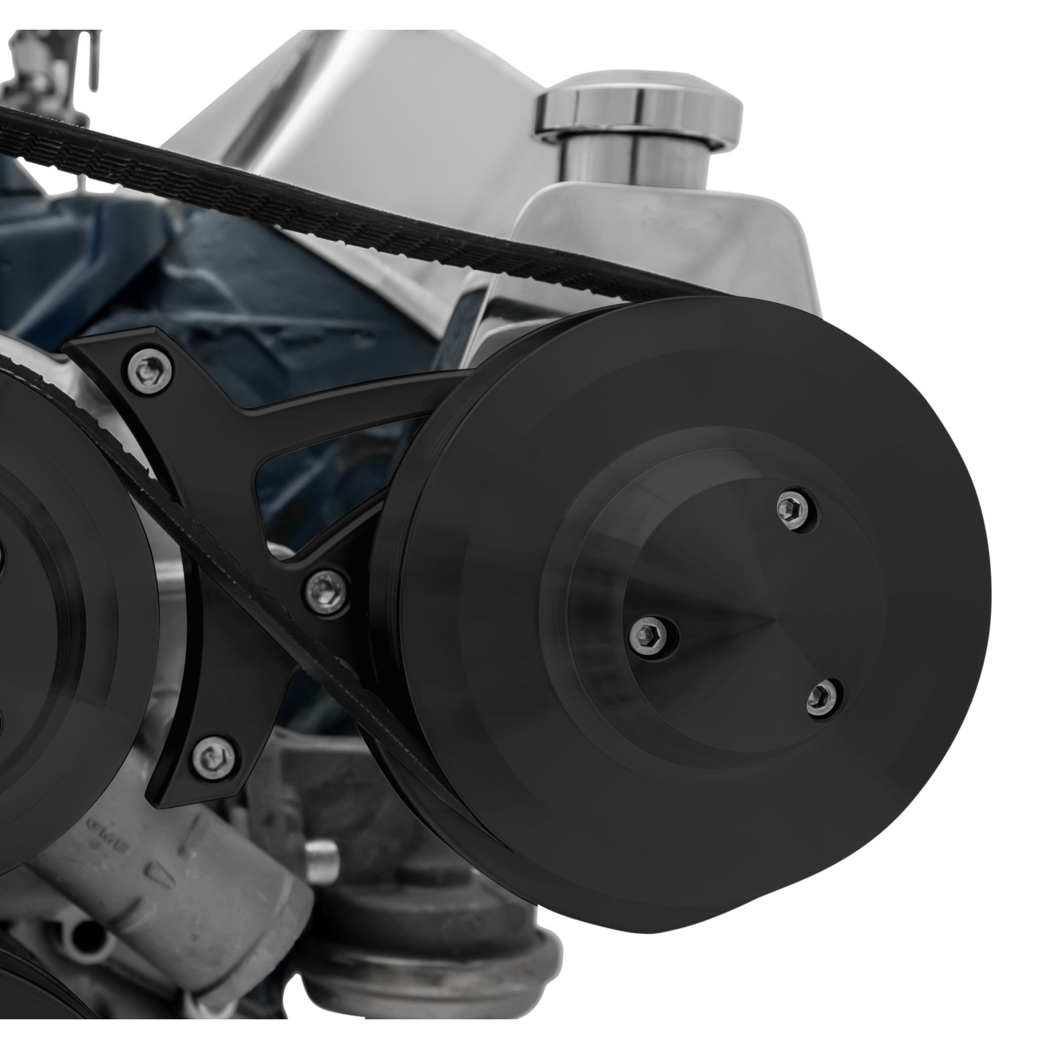 Small Block Ford Power Steering Bracket - Saginaw Pump - Driver - Late - Black