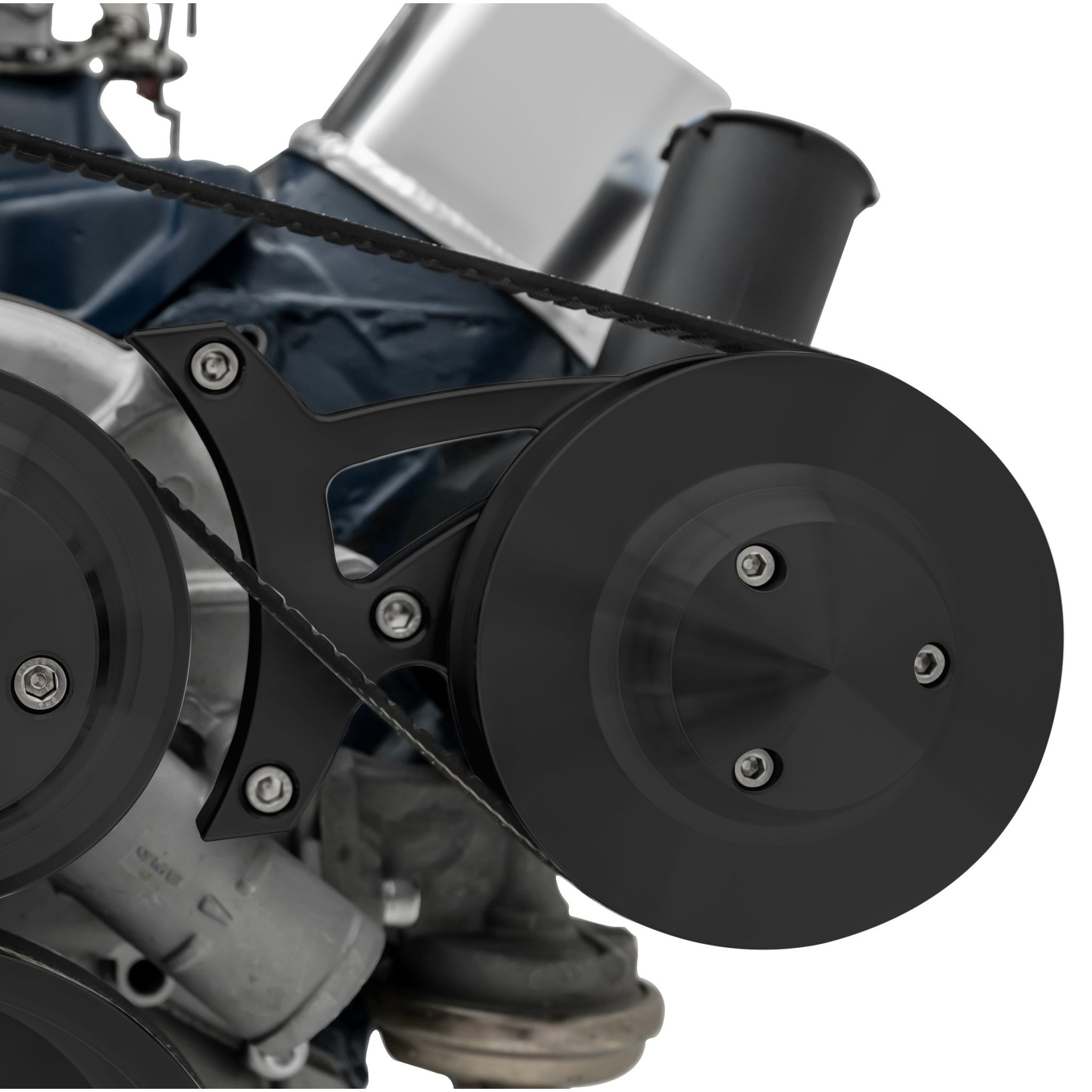 Small Block Ford Power Steering Bracket Ultra - Plastic Reservoir Pump - Black