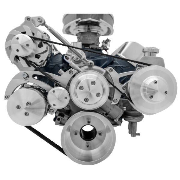 Small Block Ford Serpentine System; 351W; 4 bolt; Reverse; AC & PS-Saginaw